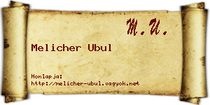 Melicher Ubul névjegykártya